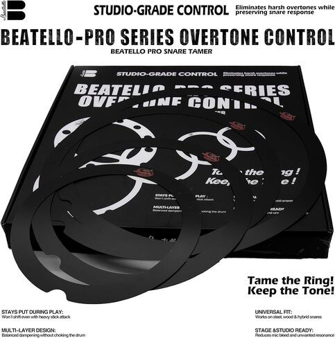 4 Pcs Drum Dampening Rings Kit - Professional Sound Optimization & Overtone Control - Thickened Bass Enhancement Rings (10", 12", 14", 16") for Snare and Tom Drums, Black in Kuwait