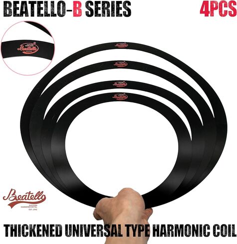 4 Pcs Drum Dampening Rings Kit - Professional Sound Optimization & Overtone Control - Thickened Bass Enhancement Rings (10", 12", 14", 16") for Snare and Tom Drums, Black in Kuwait