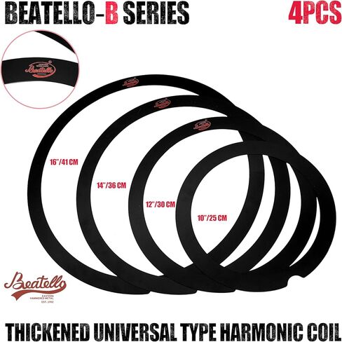 4 Pcs Drum Dampening Rings Kit - Professional Sound Optimization & Overtone Control - Thickened Bass Enhancement Rings (10", 12", 14", 16") for Snare and Tom Drums, Black in Kuwait