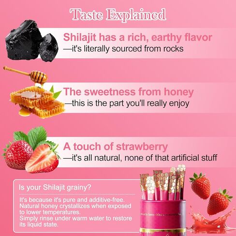 Shilajit Honey Sticks for Women, Strawberry Shilajit Honeysticks with Shatavari & Saffron, 75%+ Fulvic Acid & 85+ Trace Minerals for hormonal Balance & Energy Boost, Easy Single | 30 Sticks in Saudi Arabia