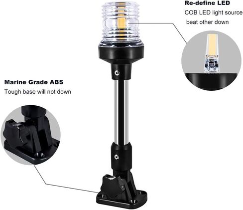 White LED Fold Down Boat Stern Light Boat Anchor Light for Pontoon (12 Inch) in Kuwait