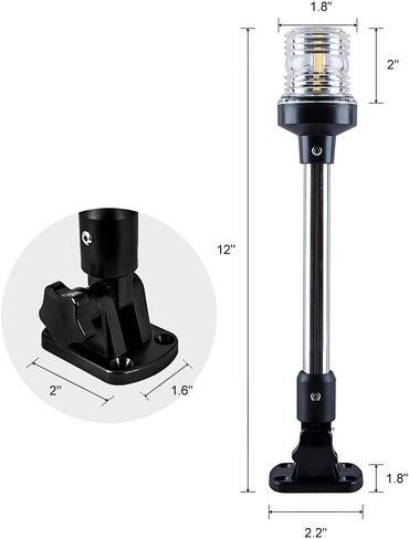 White LED Fold Down Boat Stern Light Boat Anchor Light for Pontoon (12 Inch) in Kuwait