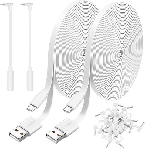 2 حزمة 20 قدم تمديد كابل تمديد متوافق مع Wyze CAM V4 ، Wyze Cam V3 ، Wyze Cam Pan ، Wyze Cam OG ، Nestcam Indoor ، Blink ، Amazon Cloud Camera ، USB إلى Micro USB شحن متين ومزامنة البيانات (أبيض) in Kuwait