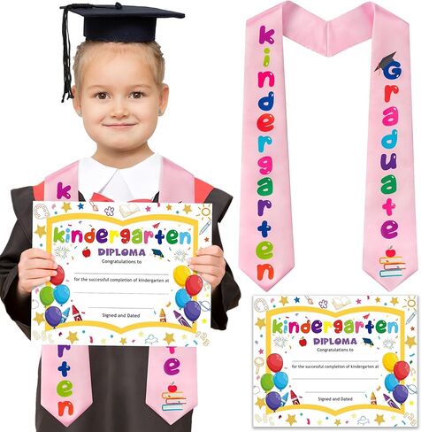 تخرج ما قبل المدرسة SASH وشهادة دبلوم ، تخرج لطيف رياض الأطفال سرق دبلوم ملون للاحتفال بفرس الأطفال لجائزة الإنجاز تهنئة لوازم الحزب الدراسي (الوردي) in Kuwait