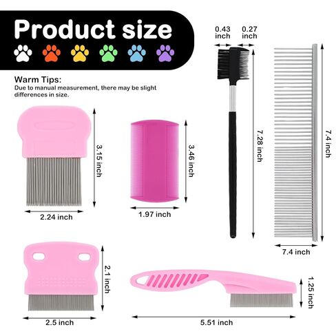 مشط القمل، 12 قطعة من أمشاط القشرة، أمشاط شعر ذات أسنان ناعمة مزدوجة الجوانب مع أسنان معدنية، أمشاط قملة من الفولاذ المقاوم للصدأ وأمشاط الصئبان، مشط إزالة التشابك للكلاب والقطط والحيوانات الأليفة الصغيرة والمتوسطة والكبيرة in Kuwait