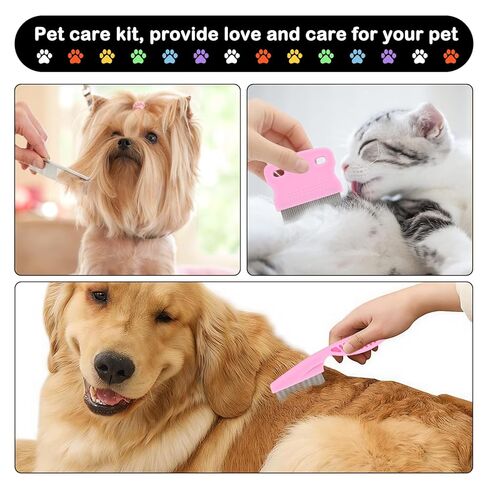 مشط القمل، 12 قطعة من أمشاط القشرة، أمشاط شعر ذات أسنان ناعمة مزدوجة الجوانب مع أسنان معدنية، أمشاط قملة من الفولاذ المقاوم للصدأ وأمشاط الصئبان، مشط إزالة التشابك للكلاب والقطط والحيوانات الأليفة الصغيرة والمتوسطة والكبيرة in Kuwait