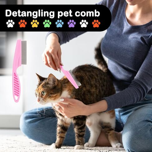 مشط القمل، 12 قطعة من أمشاط القشرة، أمشاط شعر ذات أسنان ناعمة مزدوجة الجوانب مع أسنان معدنية، أمشاط قملة من الفولاذ المقاوم للصدأ وأمشاط الصئبان، مشط إزالة التشابك للكلاب والقطط والحيوانات الأليفة الصغيرة والمتوسطة والكبيرة in Kuwait