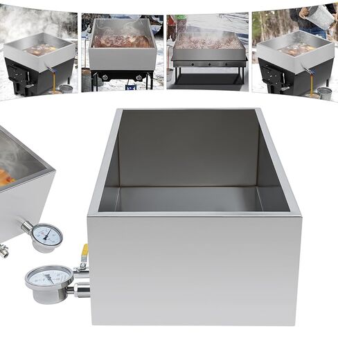 Maple Syrup Evaporator Pan 30"L x 16" W x 9.5" H Maple Syrup Boiling Pan with Valve and Thermometer for Boiling Maple Syrup Stainless Steel Evaporator Pan for Maple Sugaring w/Divided Pan in Kuwait