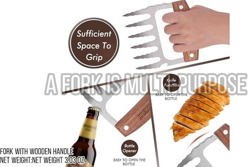 مخلب تقطيع اللحم المشوي من الفولاذ المقاوم للصدأ مع مقبض خشبي لتقطيع الأطعمة المختلفة (زوج واحد) مخلب تقطيع اللحم المشوي مع مقبض خشبي لتقطيع الأطعمة المختلفة (زوج واحد) in Kuwait