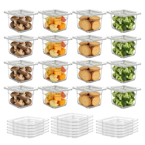 16 Pcs 1/6 Size 4''Deep PET Food Pans Clear Commercial Hotel Containers with Lids Food Storage Pans for Salad Bar, Buffet, Catering, Restaurant, Home, Kitchen in Saudi Arabia