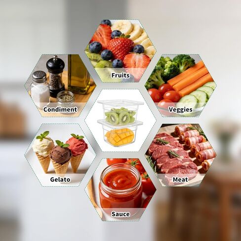 16 Pcs 1/6 Size 4''Deep PET Food Pans Clear Commercial Hotel Containers with Lids Food Storage Pans for Salad Bar, Buffet, Catering, Restaurant, Home, Kitchen in Saudi Arabia