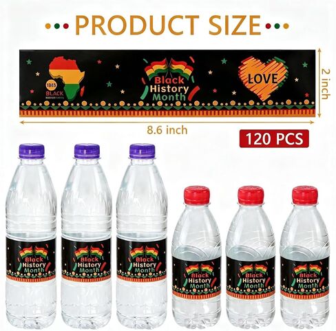 120pcs أسود تاريخ تاريخ الشهر تسميات زجاجة ماء ، 8.7 "× 2" الحفلات الحفلات الأسود يزود الملصقات المائية ، ملصقات مقاومة للماء للاحتفال بالجونيور ، حفلة مهرجان ، أحداث تعليمية in Kuwait