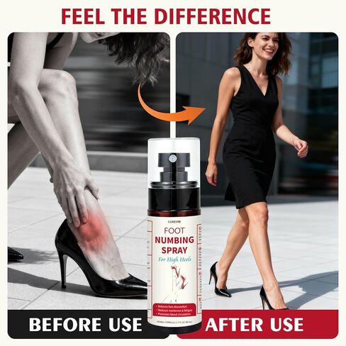 بخاخ تخدير القدم للكعب العالي، بخاخ مريح للقدم للنساء، يساعد على تخفيف تعب القدم وعدم الراحة من ارتداء الكعب العالي، والوقوف طوال اليوم، والعمل، وحفلات الزفاف، والمناسبات والسفر - 2.7 أونصة سائلة in Kuwait
