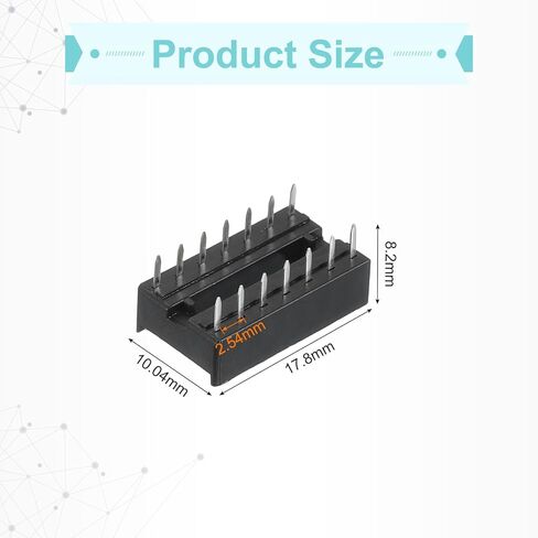MECCANIXITY 34Pcs DIP IC Chip Socket Adapter 7.62mm Row Pitch 14 Pin IC Assortment Kit 2.54mm/0.1" Pitch for Breadboard Project, PCB Board Design in Saudi Arabia