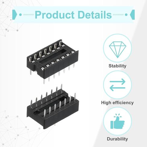 MECCANIXITY 34Pcs DIP IC Chip Socket Adapter 7.62mm Row Pitch 14 Pin IC Assortment Kit 2.54mm/0.1" Pitch for Breadboard Project, PCB Board Design in Saudi Arabia