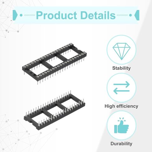 MECCANIXITY 12Pcs DIP IC Chip Socket Adapter 15.24mm Row Pitch Round 40 Pin IC Assortment Kit 2.54mm/0.1" Pitch for Breadboard Project, PCB Board Design in Saudi Arabia