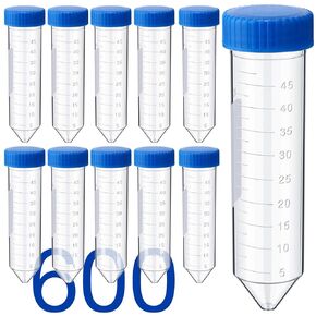 600 Pcs 50ml Plastic Centrifuge Test Tubes with Screw Caps and White Writing Labels Bulk Plastic Conical Test Tubes with Lids for Scientific Laboratory Graduation Markings in Kuwait