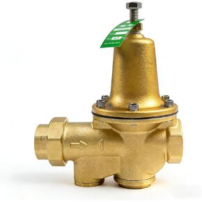 LF25AUB-Z3 1 "صمام تخفيض ضغط المياه، سبائك السيليكون النحاسية الخالية من الرصاص، NPT Female Union x NPT Female Outlet، مقعد بوليمر، ضغط قابل للتعديل 25 إلى 75 رطل لكل بوصة مربعة، الحد الأقصى 300 رطل لكل بوصة مربعة in Kuwait