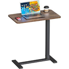 Okin Adjustable Bedside Table with Swivel Hidden Wheels Pneumatic Rolling Desk Mobile Standing Desk with Cup Holder for Hospital Home(27.6"x15.8" White) in Kuwait