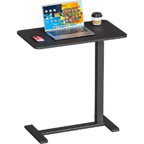 Okin Adjustable Bedside Table with Swivel Hidden Wheels Pneumatic Rolling Desk Mobile Standing Desk with Cup Holder for Hospital Home(27.6"x15.8" White) in Saudi Arabia