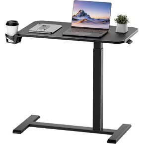 طاولة سرير جانبية قابلة للتعديل من كومهوما مع عجلات، مكتب كمبيوتر محمول متحرك هوائي، طاولة سرير مكتبية قابلة للتعديل للارتفاع للاستخدام في المستشفى والمنزل (32 بوصة عرض × 16 بوصة عمق، أبيض) in Kuwait