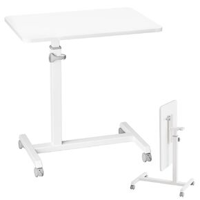 طاولة سرير جانبية قابلة للتعديل من كومهوما مع عجلات قابلة للقفل، مكتب كمبيوتر محمول قابل للطي وقابل للتعديل، طاولة سرير مكتبية قابلة للتعديل للارتفاع للاستخدام في المستشفى والمنزل، بيضاء in Kuwait