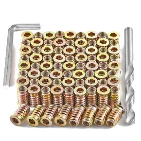 200 Pcs Threaded Inserts for Wood - Metal Screws Assortment Hex Socket Drive 1/4 "- 20 Nut Inserts, Bolt Fastener Connector Wood Embellishments for Furniture (1/4"-20x20mm) in Kuwait