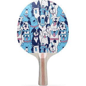 Dogs on Blue Colorful Design Ping Pong Paddle, Premium 5 Ply Table Tennis Racket (Black on Back) in Kuwait