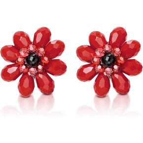 Aeravida Colorful Tropical Garden Purple Crystal Prism Flower Beaded Clip-On Earrings | Elegant Jewelry Wire | Flower Clip-On Earrings | Trendy Clip-On Earrings | Gift for Daughter, Crystal, not known in Kuwait