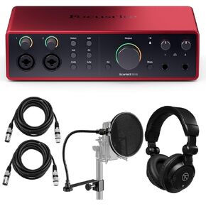 Focusrite Scarlett 16i16 4th Gen USB Audio Interface with Software Suite, Bundle with TAPH100 Monitor Headphones, Pop Filter, 2x H&A 10' XLR Male to Female Cable in Kuwait