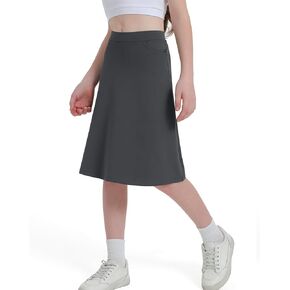Girl Midi Knee Length Skirts with Arc-Shaped Pockets, Knee Long Skorts for Girl Athletic Swim Skirts in Kuwait