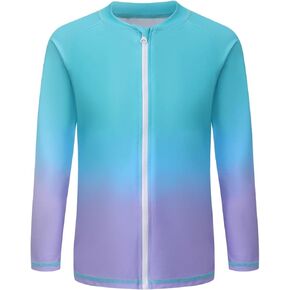 Girls Long Sleeve Swim Shirt for Kids Girls Rash Guard Swimsuits with UPF 50+ Sun Protection Swim Top 3-16 Years in Kuwait