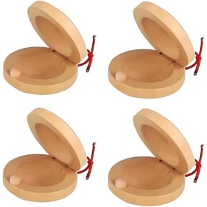Wooden Castanet, Percussion Instrument - 4Pcs Hand Finger Castanets, Wood Castanets Classroom DIY Rhythm Music Musical Instrument in Kuwait