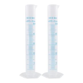 2PCS Blue Graduated 50ml Measuring Cylinder Plastic Transparent Measuring Cylinder Beaker Tube Diameter 1inch Scientific Experiment Liquid Flask for Laboratory Testing Teaching Tool in Kuwait