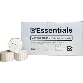 لفائف القطن من منتجات الرعاية الصحية الأساسية؛ 2500 قطعة، #2 متوسطة، غير معقمة. 1 1/2 بوصة × 3/8 بوصة in Kuwait