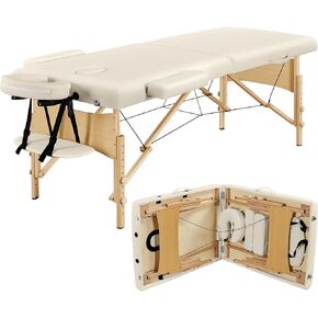 Yaheetech Massage Table Portable Lash Beds Spa Bed Massage Couch Foldable Spa Tables Adjustable 2 Fold with Non-Woven Bag 24 inch, Black in Kuwait