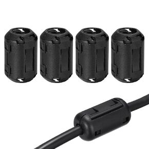 MECCANIXITY 4Pcs Clip-on Ferrite Ring Core, 3.5mm RFI EMI Noise Suppression Filter Cable Clip Ferrite Beads for USB Audio Video Data Cables, for Interference Reduction, Black,Cylinder in Kuwait