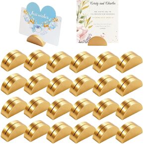 24pcs Gold Metal Table Number Holders, Heavy Duty Semicircular Place Card Stands, Modern Slotted Sign Base for Wedding Reception, Small Photo Display, Name Tags, Restaurant Menus & Party Decorations in Kuwait