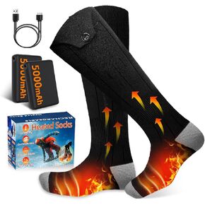 Heated Socks for Men - 5V5000mAh Rechargeable Battery Heat Up to 9 Hours/Foot Sole&Instep Heating/4 Heating Levels/Suitable for Winter Skiing Hunting Camping Hiking Cycling in Saudi Arabia