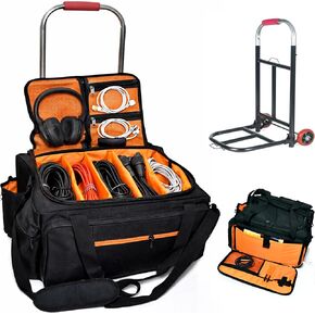 حقيبة كابل DJ متدحرجة مع قاعدة مبطنة صلبة وفواصل قابلة للفصل - حقيبة سفر بعجلات لمعدات وإكسسوارات DJ in Kuwait