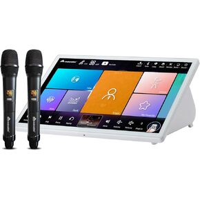 InAndOnkod Chinese Karaoke Player with 15.6" Touch Screen, Two Wireless Microphones, 4T harddisk with 90k Songs, Built-in YouTube App,Home Karaoke Party，Gift for Mother's Day (4T White) in Kuwait