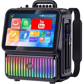 Karaoke Machine，Portable Bluetooth Karaoke Machine with 2 Wireless Microphones，DJ Lights for Home Party Gathering, Karaoke Microphone Wireless PA System Supports in Saudi Arabia