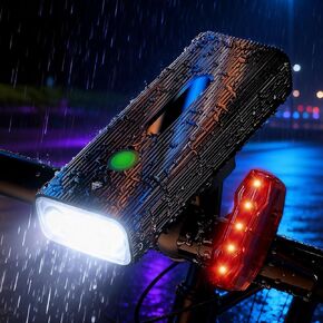 Bike Lights Front and Back, Bike Lights for Night Riding Rechargeable USB-C, 5200mAh Bicycle Light with Power Bank Function, IPX6 Waterproof, 5 Modes Light High Lumen, Easy to Install, Aluminum in Kuwait