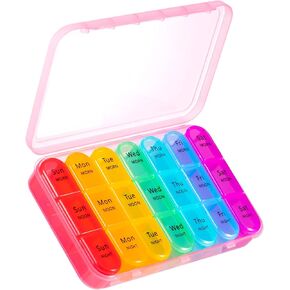 Pill Organizer 3 Times a Day with Double Protection, Moisture-Proof Weekly 3X a Day Pill Case, Daily Pill Box 7 Day for Travel to Hold Vitamis,Fish Oils, Supplements,DHC,Medication in Kuwait
