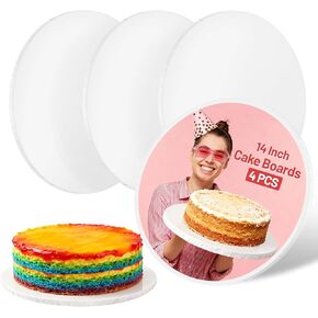 14 Inch Round Cake Drums - 4 Pack 14inch Cake Boards, 1/2 Inch Sturdy Cake Base Board with Corrugated Edges for Birthday Wedding Party Baking Display in Kuwait