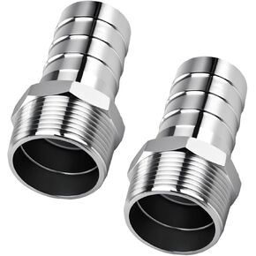 2PCS Stainless Steel 1-1/4" to 1-1/4" NPT Male Threaded Hose Barb Fittings, 1-1/4in to 1-1/4in NPT Hose Barb Connectors for Water Air Gas Pipes in Kuwait