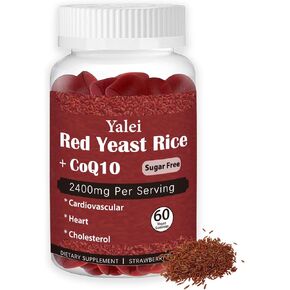 Premium Red Yeast Rice with CoQ10 Gummies for Heart & Cholesterol Support | Sugar Free, Strawberry Flavor | 60 Gummies (30 Day Supply) | Vegan, Non-GMO in Kuwait