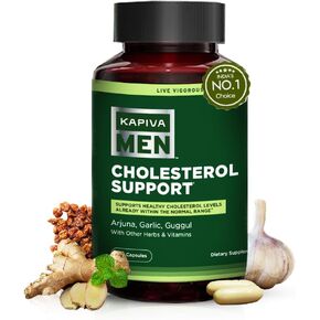 Kapiva Cholesterol Lowering & Heart Health Supplement | Plant Sterols, Niacin, Arjuna, Garlic & Guggul | Natural Herbal Vitamins for Healthy Cholesterol Support | 60 Capsules in Kuwait