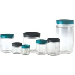 Qorpak GLC-01624 2oz Clear Straight Sided Round Jar with 53-400 Black Phenolic Cap, Case of 24 in Kuwait