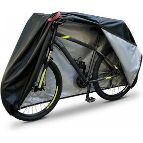 Bike Cover with Side Zipper, 500D Heavy Duty Waterproof Bicycle Cover for Outdoor Storage, Windproof Tie-Down Straps, Reflective Strips, Fits 1–3 Bikes, Mountain, Road & Electric(1bike) in Saudi Arabia